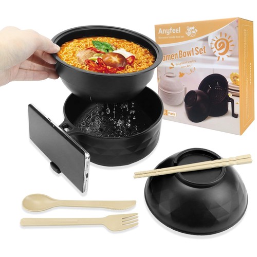 Ramen Cooker, Microwave Ramen Bowl Set with Chopsticks Spoon Ramen Noodle Bow...