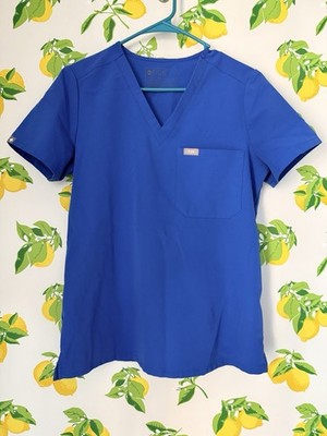 Figs Scrub Top Womens Sz S Blue Catarina One Pocket Stretch