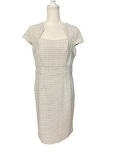 Grace Karin Ivory Tweed Pencil Sheath Dress NWT Square Neck Cap Sleeve Large