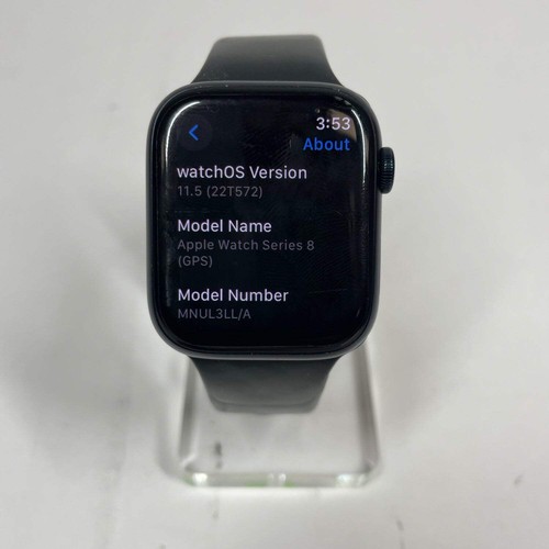 Bracelet sport GPS uniquement Apple Watch Series 8 45 mm aluminium noir noir MNUL3LL/A - Photo 2 sur 6