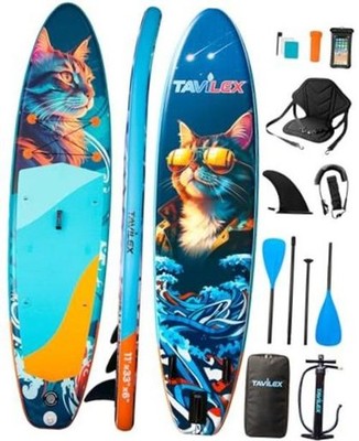 Inflatable Stand Up Paddle Board with Seat, 11' x 33'' x 6'' Ultra-Wide Night Cat