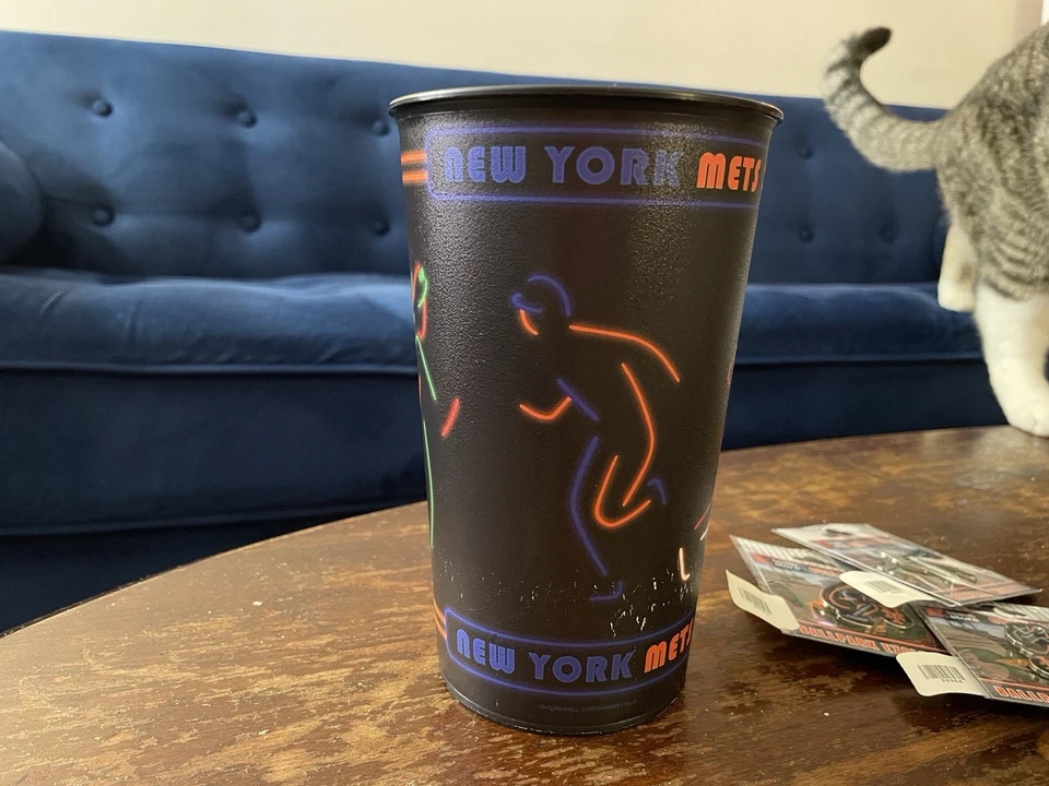 Limited Edition Shea Stadium NY Mets Cup and Neon Batter, Pitcher, Catcher Pins - Image 4 of 4