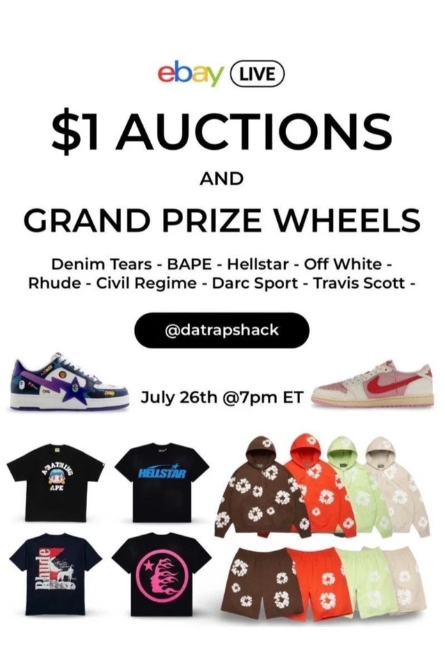$1 Streetwear + Designer🔥BAPE | Denim Tears | Hellstar |Civil Regime|Shoes