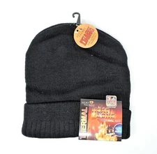 Heat Trendz 41647 Mens Black Heat Zone Fleece Lined Thermal Heated Hat 3.4 TOG
