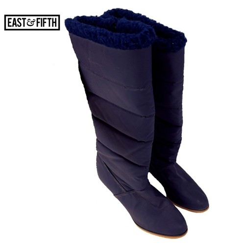 East 5 Th Avenue Brown Heel Calf Length Blue Snow Boots Size 8 M - Picture 2 of 7