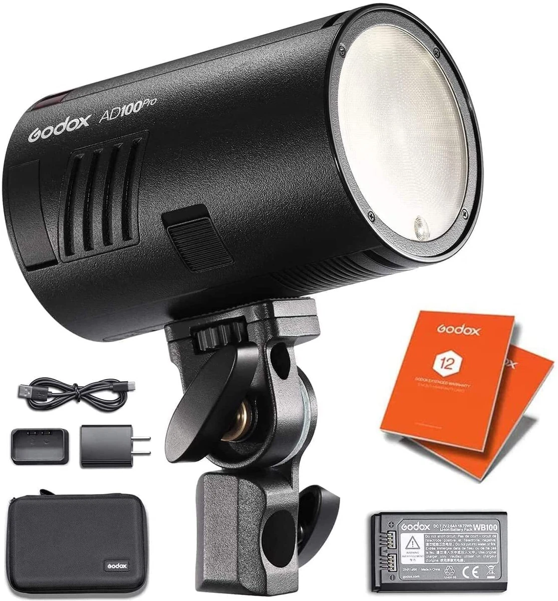 GODOX AD100 Pro Portable Flash Head Strobe Light Kit 100Ws TTL HSS Battery Flash