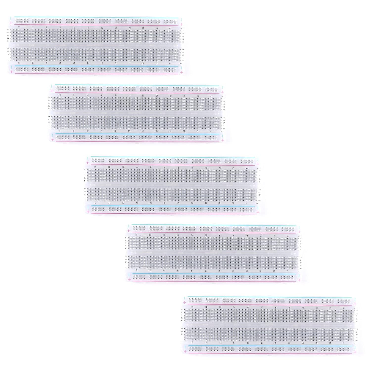 5Pcs MB-102 Breadboard Transparent Breadboard with 830 Tie Points Solderless Bre