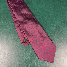 Barneys New York Silk Tie Mulbery Navy Pattern Made In Italy