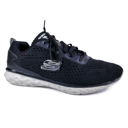 Skechers Black Gray Wide Fit Memory Foam Lace Up Running Training Shoes  Mens 10 | eBay