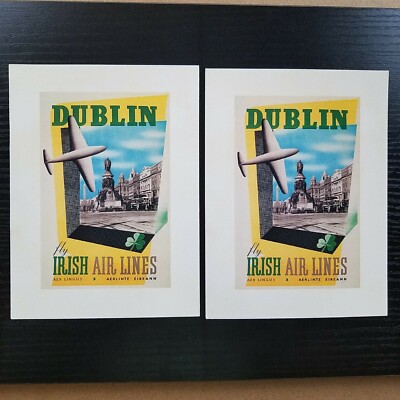 Dublin Irish Airlines Greeting Cards, 2 unused