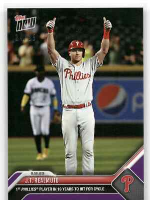   JT REALMUTO Hits For Cycle 2023 PURPLE Parallel 24/25 Topps Now #434 Phillies