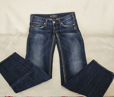 Silver Jeans Aiko Skinny Mid Rise Light Wash Dark Demin  W28 x L31 Raise 7 inch