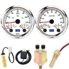 2 Gauge Set 85mm Gps Speedometer 0-120mphfuelvolttachooiltemp With Senders