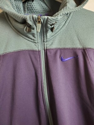 Nike Therma-Fit Waffle Texture Full Zip Hoodie Toggles Grey Purple