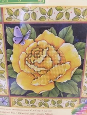NIP Simplicities By JANLYNN Counted Cross Stitch Kit Yellow Rose Butterflies