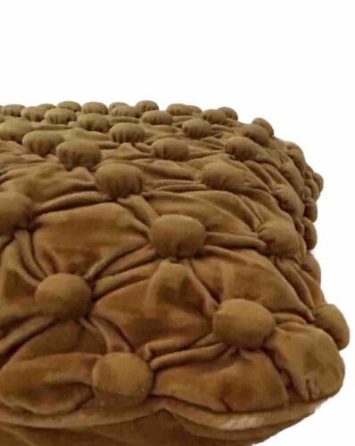 VTG MCM 12” Square Mustard Yellow / Gold Velvet Tufted Pillow Hollywood Regency - Picture 9 of 9
