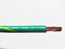 MTW 8 GAUGE AWG GREEN/YELLOW STRIPE 19 STRANDS COPPER GROUND WIRE 10' FT USA