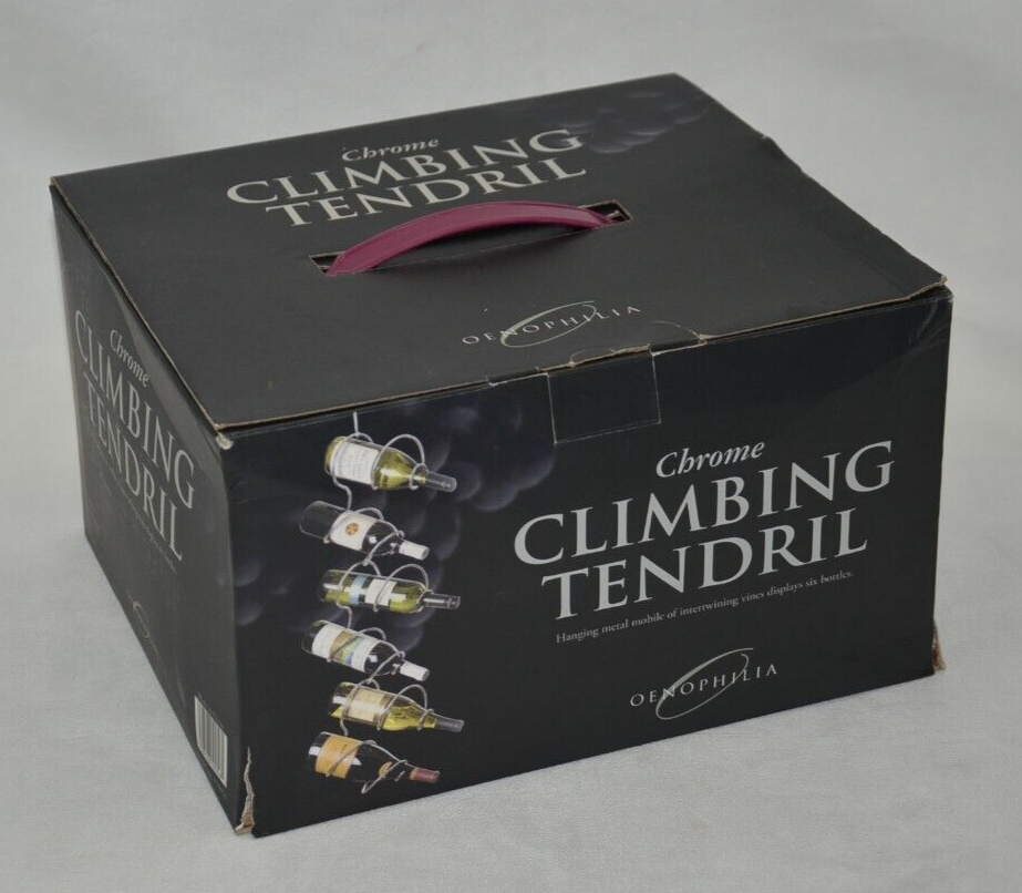 Hanging WINE BOTTLE display Rack HOLDER -Oenophilia Chrome Climbing Tendril
