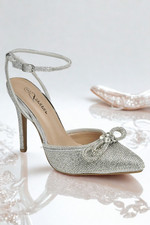 Sparkly Double Rhinestone Bow Pointed Toe High Heels - Forever