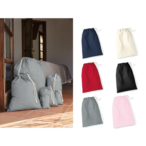 Westford Mill Unisex Cotton Stuff Bag (W115) - Laundry Shoes Storage Pouch