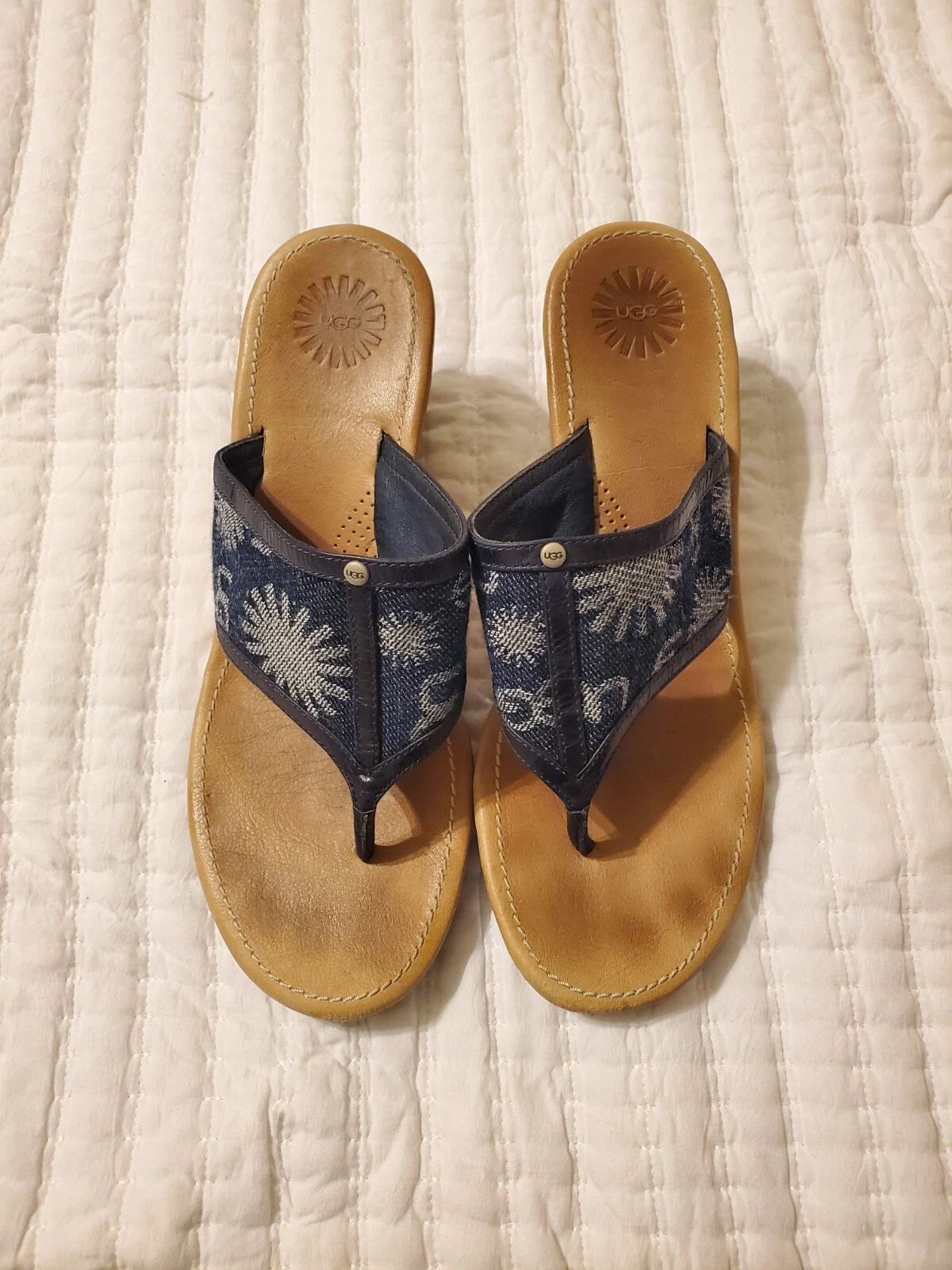 Sandali donna UGG denim stile Y2K logo zeppa Rafah misura 8 5