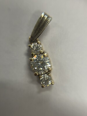 Sterling Silver 925 CZ Gold Tone Pendant WM Stamp Stones