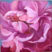 Original Acrylic Painting on Canvas Peony Flower Wall Decor
