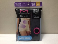NWT Maidenform Flexee Med Black High Waist Boyshort F82107 Shaper Cool T18-18 