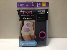 NWT Maidenform Flexee Med Black High Waist Boyshort F82107 Shaper Cool (T18-18)