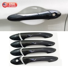 Carbon Fiber Look Outer Door Handle Cover Trim Caps For Hyundai Sonata 2011-2014