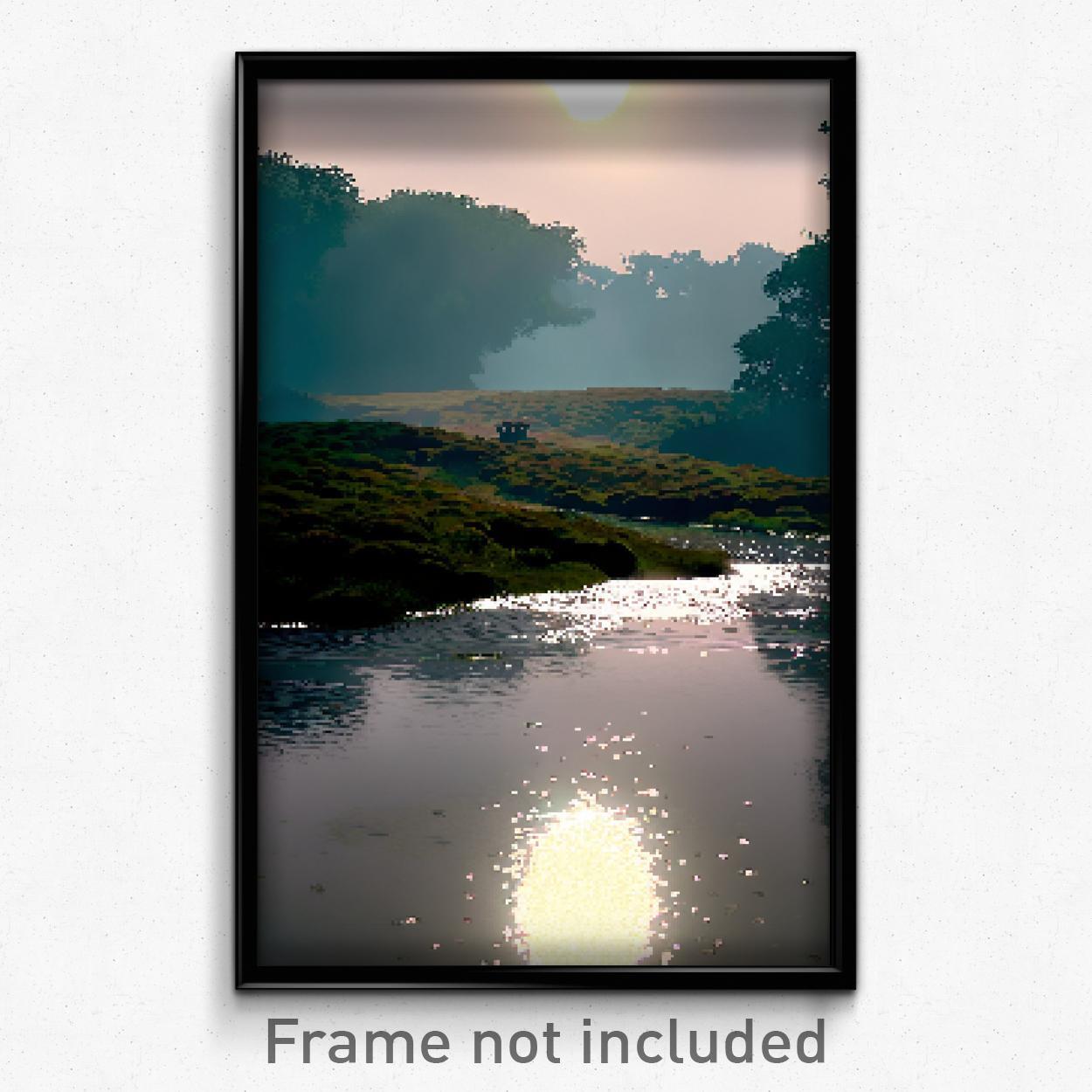 8 Bit Psychedelic Damp Moor Pixel Art Poster Trippy Video Game Print