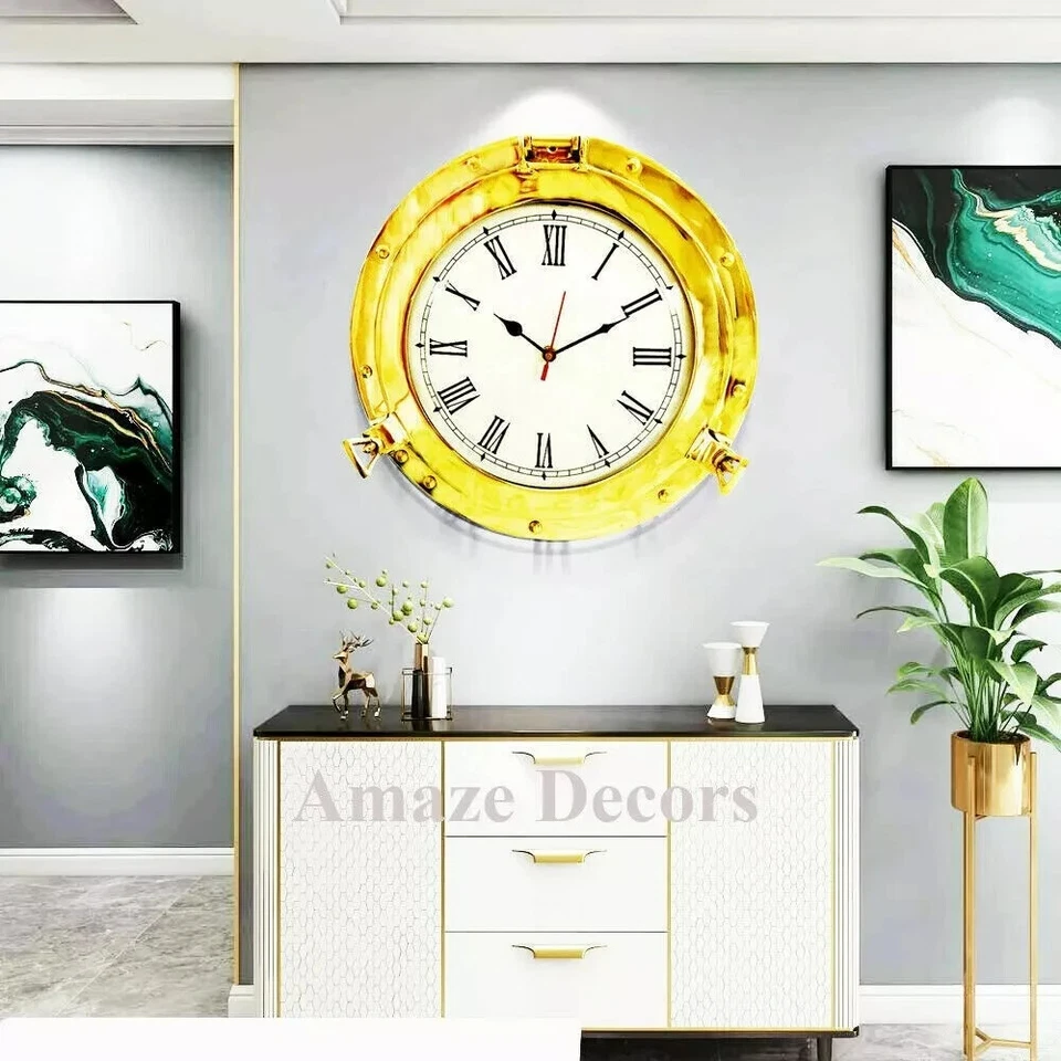 20 Zoll große Vintage Maritim Messing Schiff Fenster Bullauge Marine Wanduhr ... - Bild 2 von 3