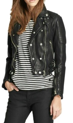 Authentic New Women's Black Leather Jacket 100% Real Stylish