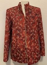 Garfield  Marks red Floral Blazer Open Front Jacket pockets Size 6 USA B248