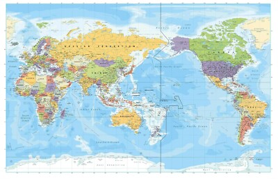 3D World Map Wallpaper Wall Mural Removable Self-adhesive  103