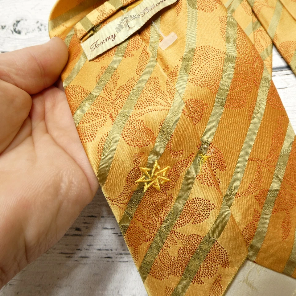 Corbata Tommy Bahama Seda Puesta de Sol Naranja Floral Rayas Hecha en EE. UU. Foto 3 de 4