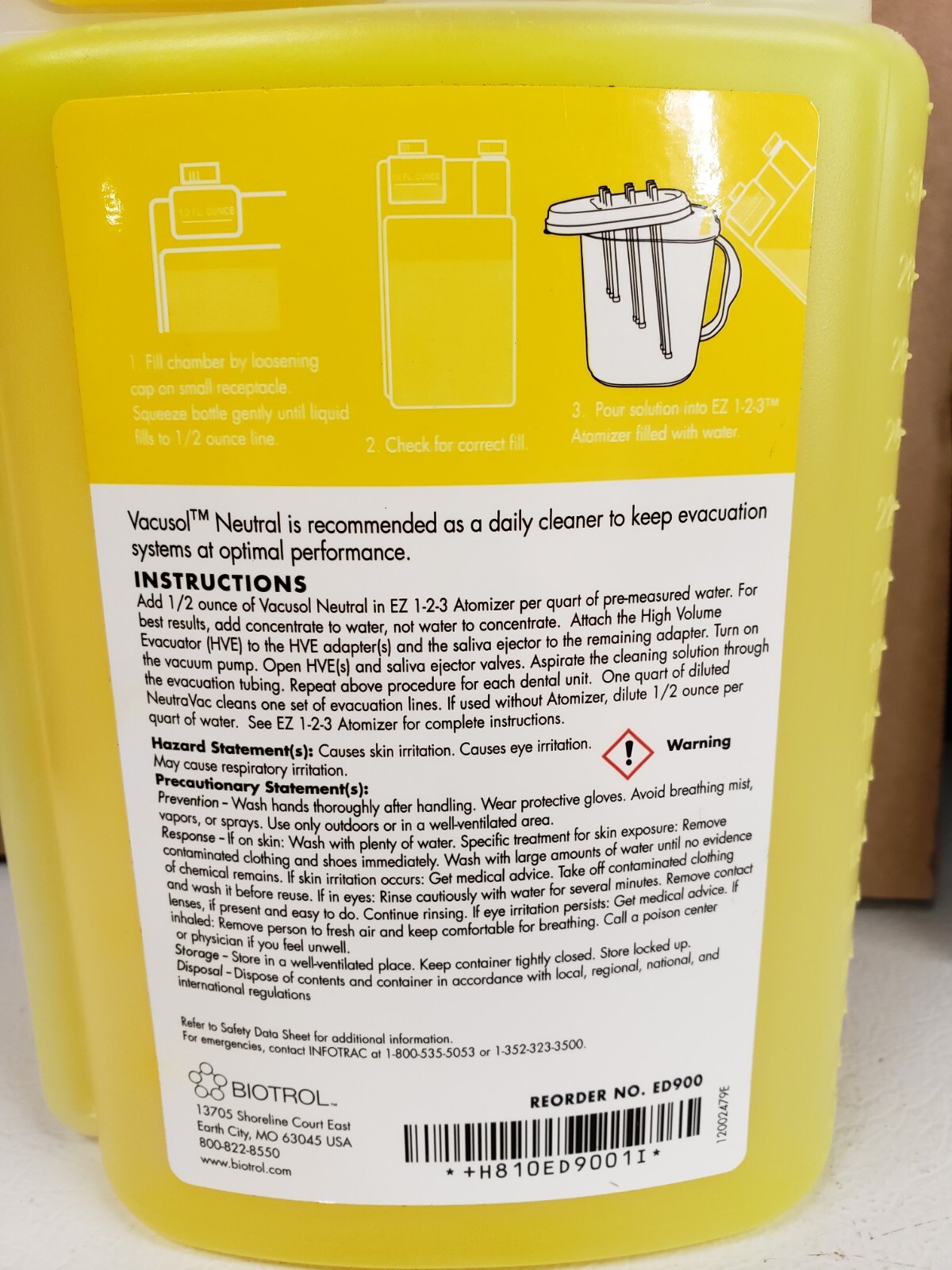 Biotrol ED900 Vacusol Dental Evacuation System Cleaner Ultra Solution