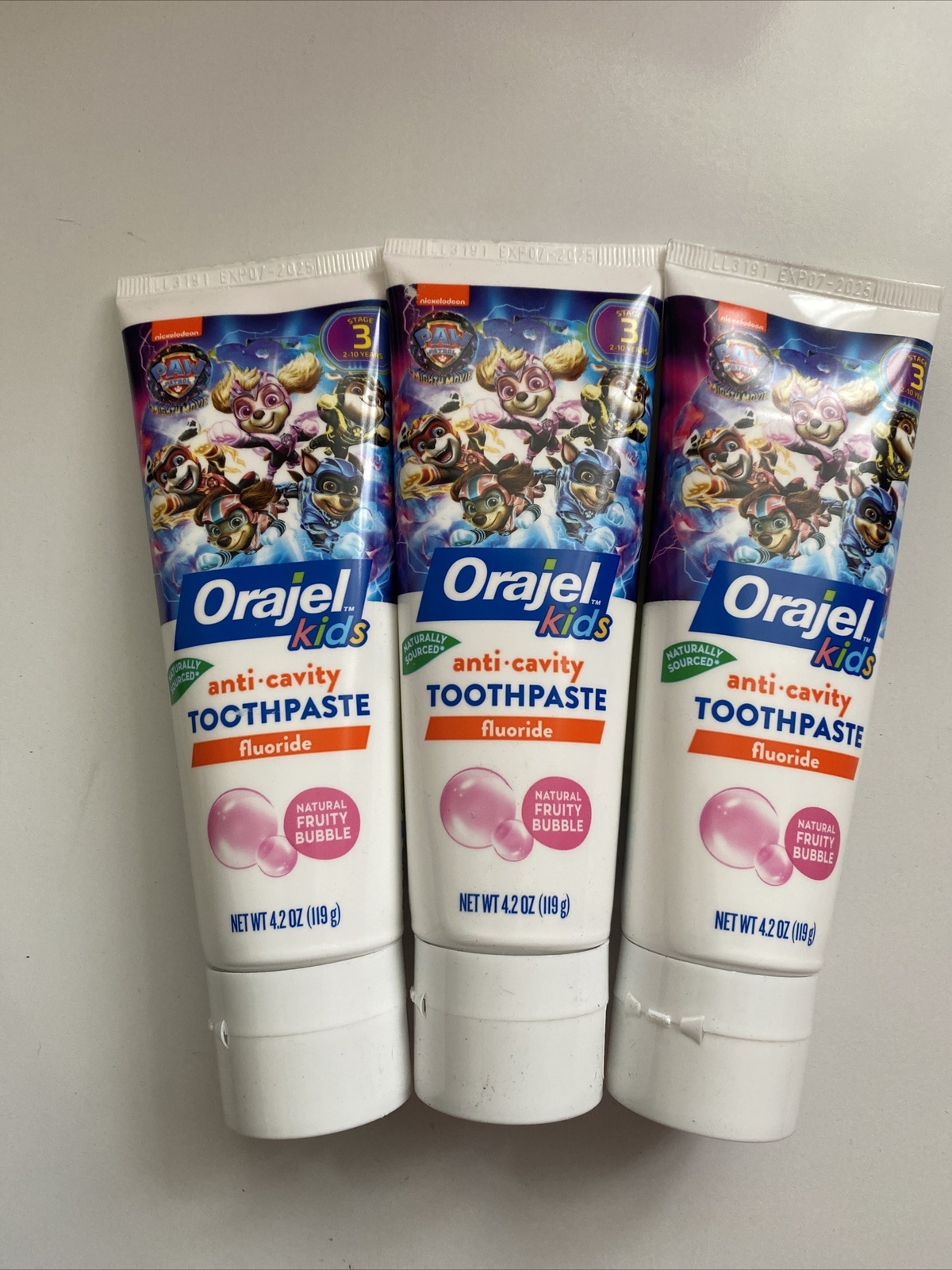 Orajel Paw Patrol Children's Toothpaste Fruity Bubble 4.2oz Lot Of 3