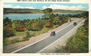 Quail-Lake-Los-Angeles-California-1920s-Ridge-Route-Postcard-Kashower-11489