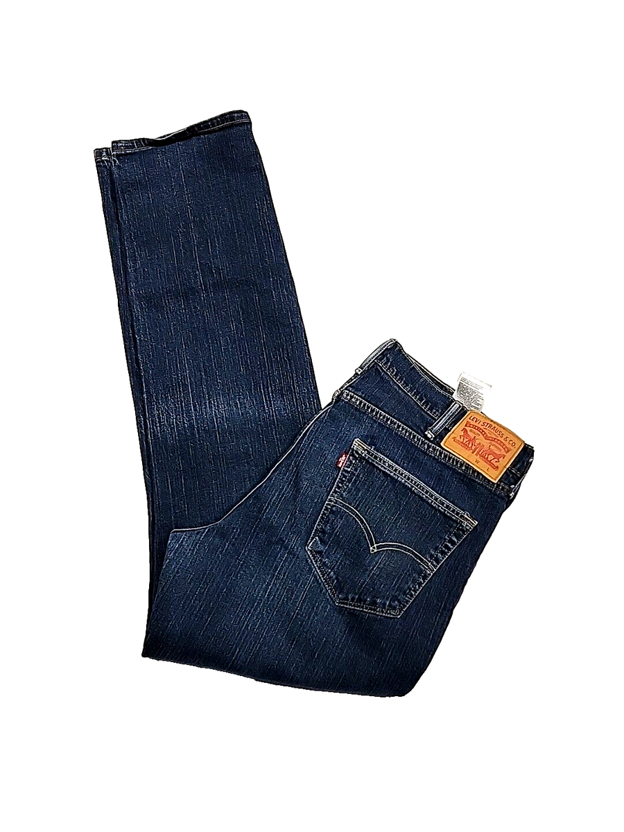 Levi's Straight Leg Whiskered Dark Wash Workwear Blue Denim Levi's Straight Leg Whiskered Dark Wash Workwear Blue Denim