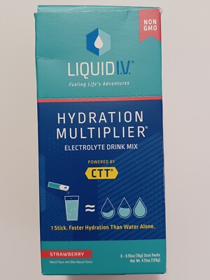 Liquid IV Strawberry Hydration Drink Mix 8 Count, 0.56 OZ