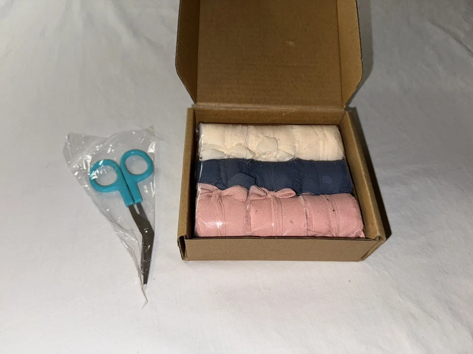 1.5” x 45 Yd Chiffon Ribbon DIY Wedding Craft White Pink Blue 9 Rolls - Image 3 of 4