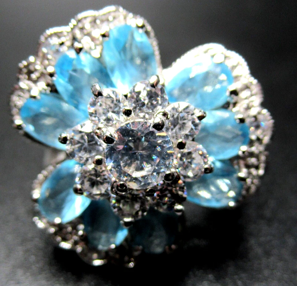 NOLAN MILLER фонтан синий кристалл цветок кольцо размер 8 - Изображение 2 из 4