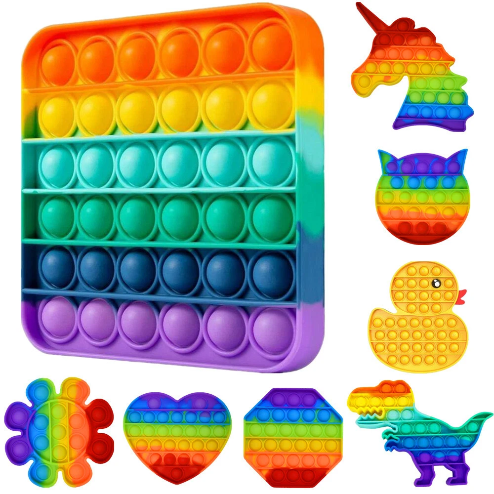 Push Pop It Bubble Silicone Sensory Fidget Rainbow Toy Autism Stress Relief  Game