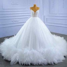 Classic A-line Wedding Dresses Sweetheart Straps Beads Pearls Tulle Bridal Gowns