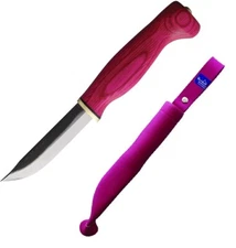 Wood Jewel Fixed Knife 3.25" Carbon Steel Blade Pink Plywood Handle WJ23PINK