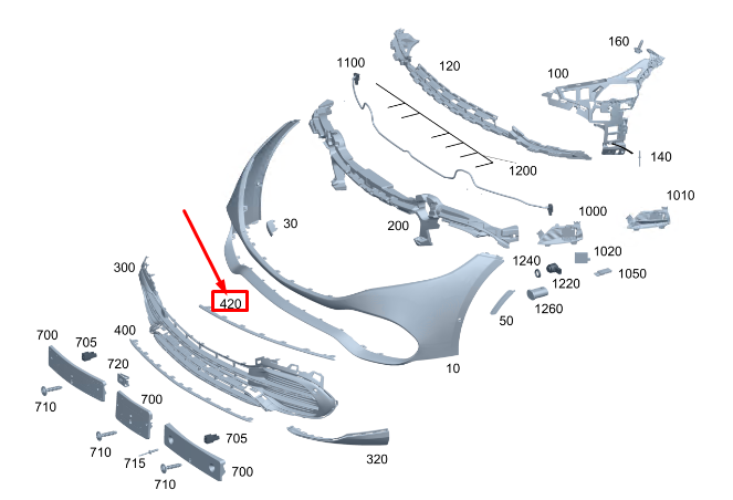 Neu MERCEDES-BENZ EQS V297 Stoßstangenverkleidung vorne links oben A2978858303