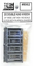 HO Scale Tichy Train Group 8062 2/2  24 x 56" Double Hung Windows pkg (12)