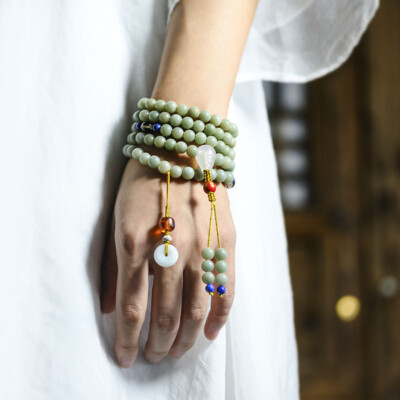Bodhi Roots Green Shady Skin Bodhi Buddha Beads 108 Bracelets Necklace Beads