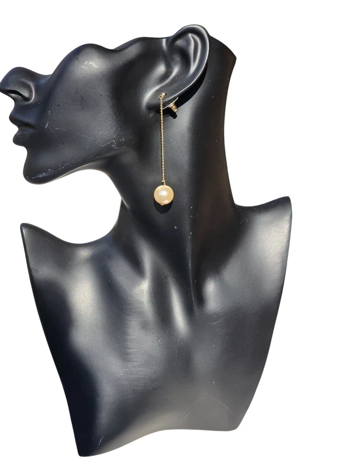 Pendientes colgantes de oro Robert Lee Morris RLM con cadena y gota de perlas de imitación Foto 2 de 3